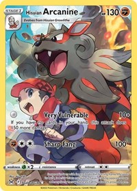 Hisuian Arcanine TG08/TG30 Ultra Rare – Lost Origin Pokémon card