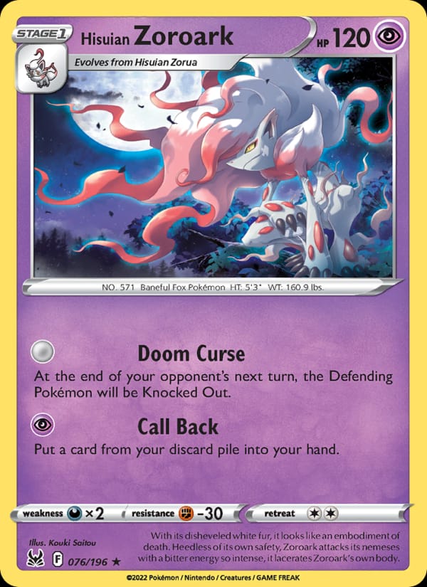Hisuian Zoroark 076/196 Lost Origin Pokémon card