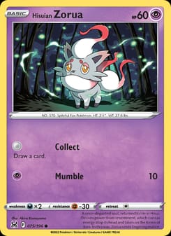 Hisuian Zorua 075/196 Common – Lost Origin Pokémon card