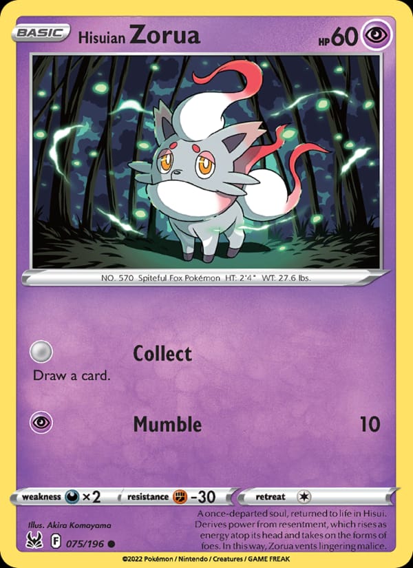 Hisuian Zorua 075/196 Lost Origin Pokémon card