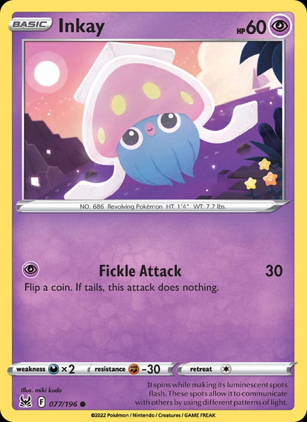 Inkay 077/196 Lost Origin Pokémon card