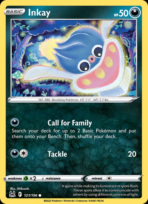 Inkay 121/196 Lost Origin Pokémon card