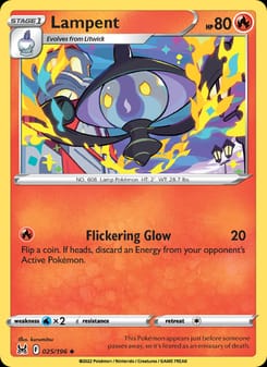 Lampent 025/196 Uncommon – Lost Origin Pokémon card