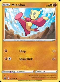 Mienfoo 103/196 Common – Lost Origin Pokémon card
