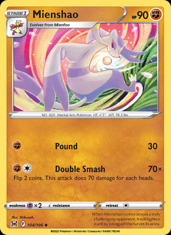 Mienshao 104/196 Lost Origin Pokémon card