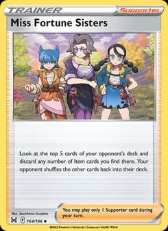 Miss Fortune Sisters 164/196 Uncommon – Lost Origin Pokémon card