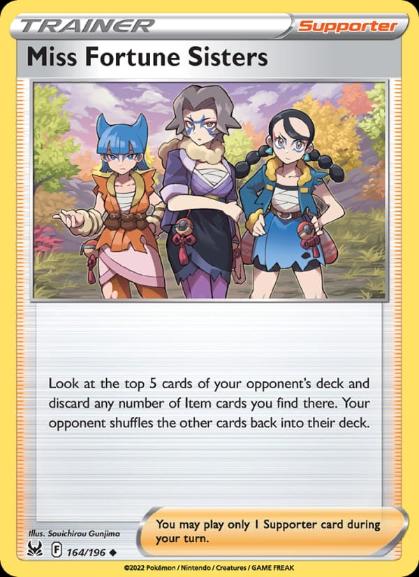 Miss Fortune Sisters 164/196 Lost Origin Pokémon card