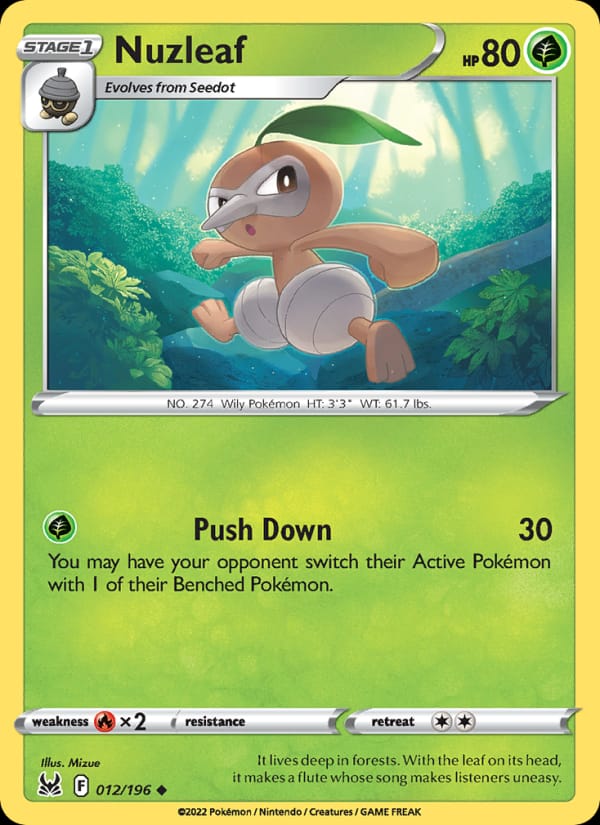 Nuzleaf 012/196 Lost Origin Pokémon card