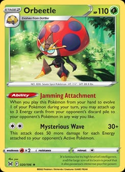 Orbeetle 020/196 Holo Rare – Lost Origin Pokémon card