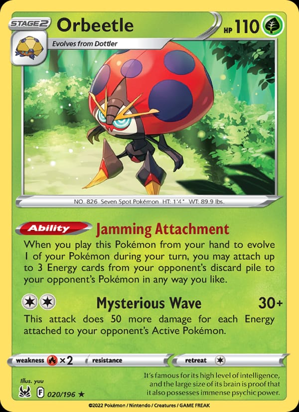 Orbeetle 020/196 Lost Origin Pokémon card