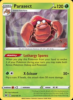Parasect 005/196 Rare – Lost Origin Pokémon card