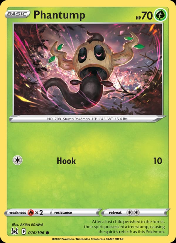 Phantump 016/196 Lost Origin Pokémon card
