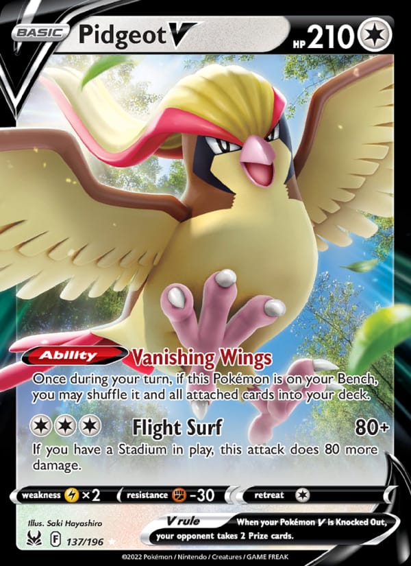 Pidgeot V 137/196 Lost Origin Pokémon card