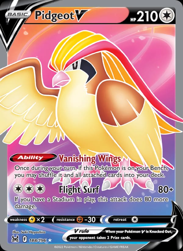Pidgeot V 188/196 Lost Origin Pokémon card