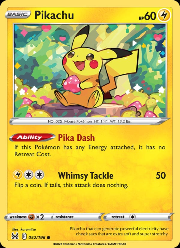 Pikachu 052/196 Lost Origin Pokémon card