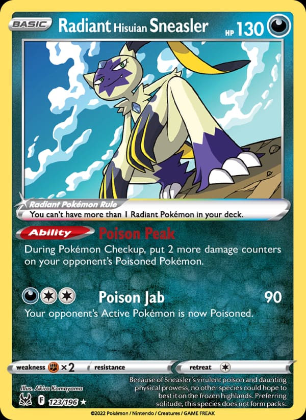 Radiant Hisuian Sneasler 123/196 Lost Origin Pokémon card
