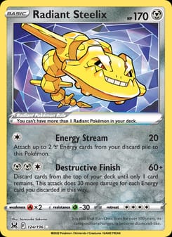 Radiant Steelix 124/196 Radiant Rare – Lost Origin Pokémon card