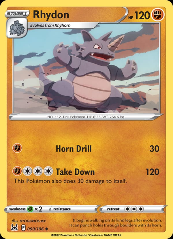 Rhydon 090/196 Lost Origin Pokémon card
