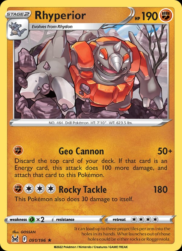 Rhyperior 091/196 Lost Origin Pokémon card