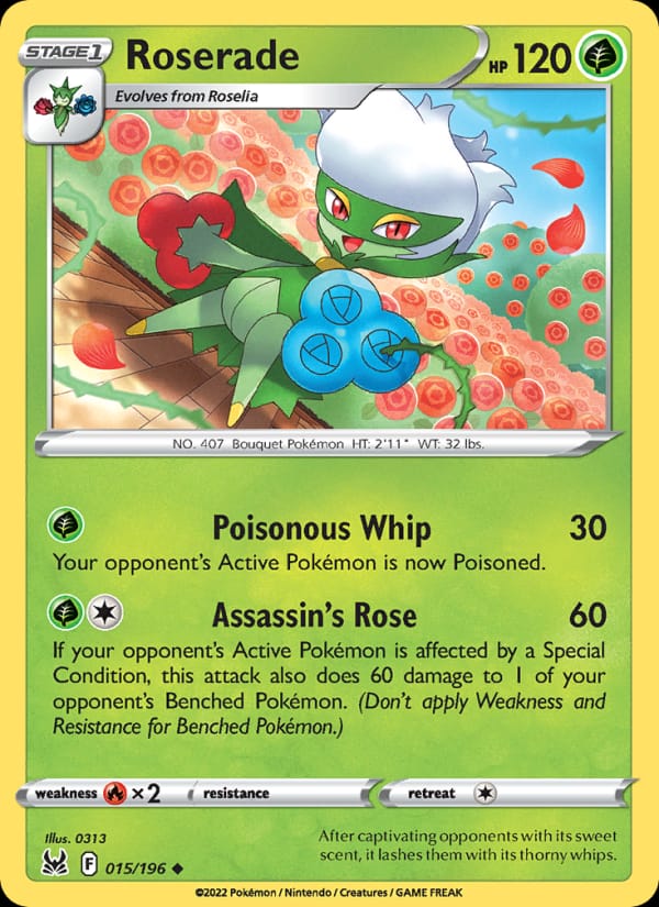 Roserade 015/196 Lost Origin Pokémon card