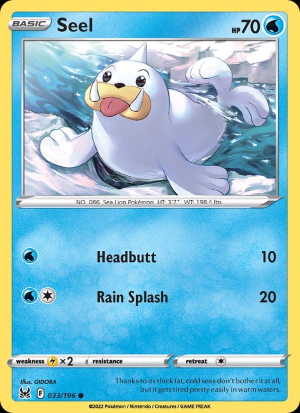 Seel 033/196 Lost Origin Pokémon card