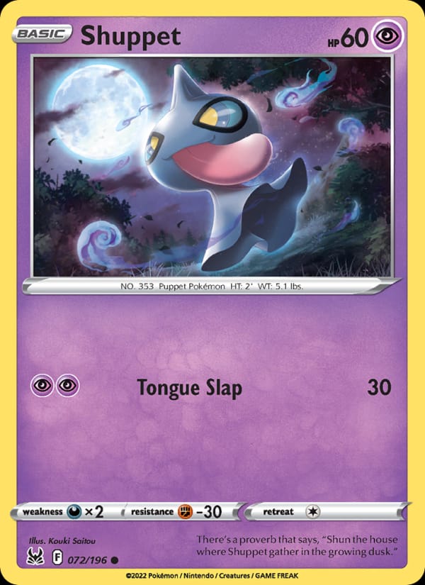 Shuppet 072/196 Lost Origin Pokémon card