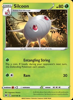 Silcoon 007/196 Uncommon – Lost Origin Pokémon card