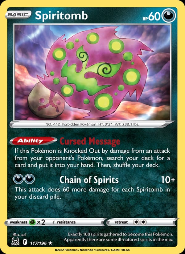 Spiritomb 117/196 Lost Origin Pokémon card