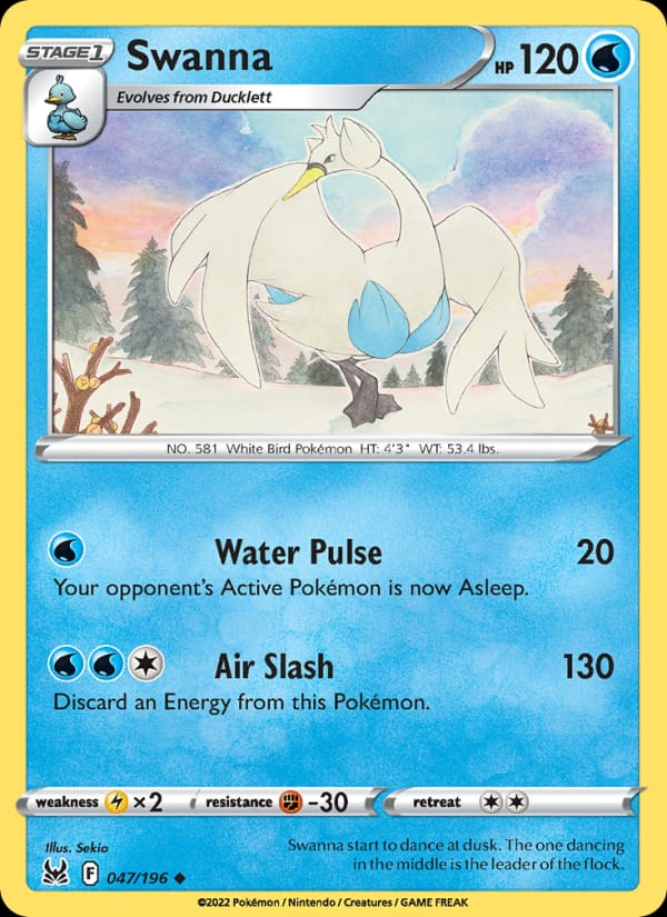 Swanna 047/196 Lost Origin Pokémon card