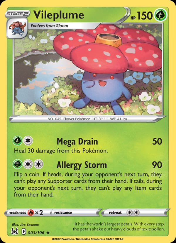 Vileplume 003/196 Lost Origin Pokémon card