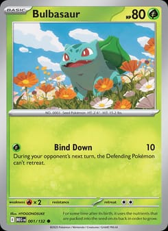 Bulbasaur 001/132 Common – Mega Evolution Pokémon card