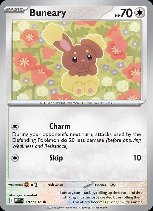 Buneary 107/132 Mega Evolution Pokémon card