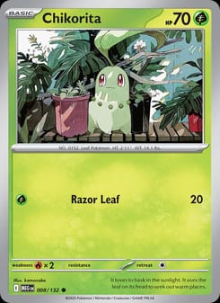 Chikorita 008/132 Common – Mega Evolution Pokémon card