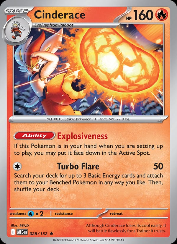 Cinderace 028/132 Mega Evolution Pokémon card
