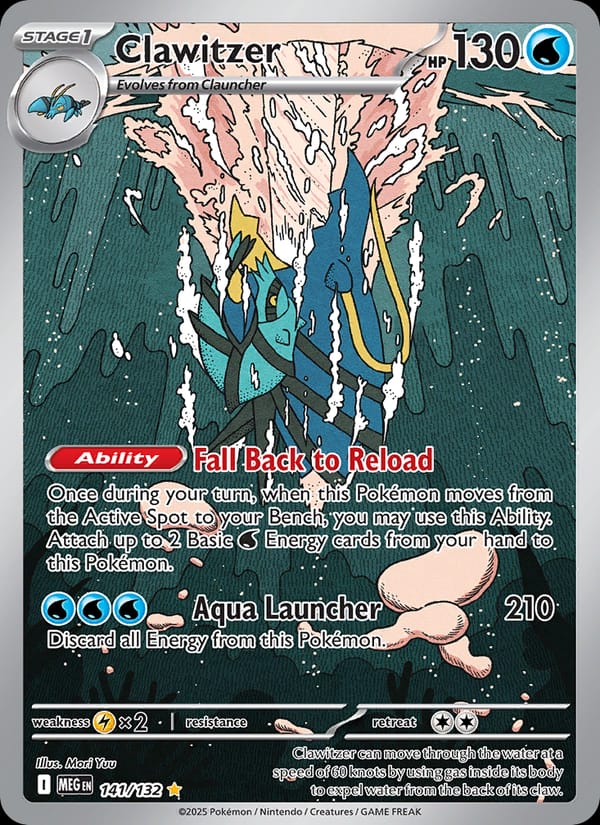 Clawitzer 141/132 Mega Evolution Pokémon card