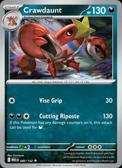 Crawdaunt 085/132 Uncommon – Mega Evolution Pokémon card
