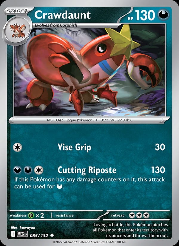 Crawdaunt 085/132 Mega Evolution Pokémon card