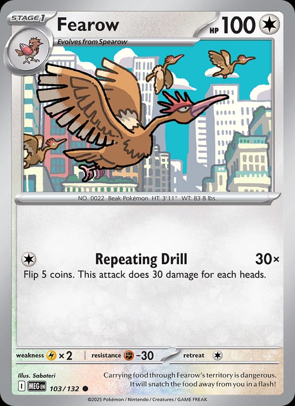 Fearow 103/132 Mega Evolution Pokémon card