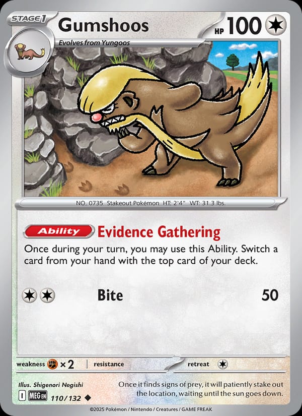 Gumshoos 110/132 Mega Evolution Pokémon card