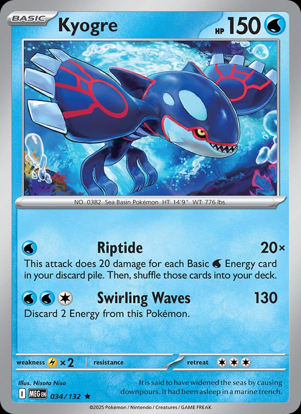Kyogre 034/132 Mega Evolution Pokémon card