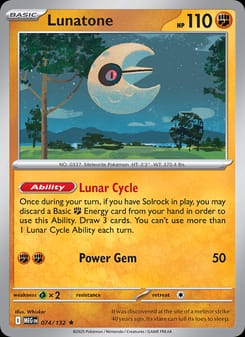 Lunatone 074/132 Rare – Mega Evolution Pokémon card