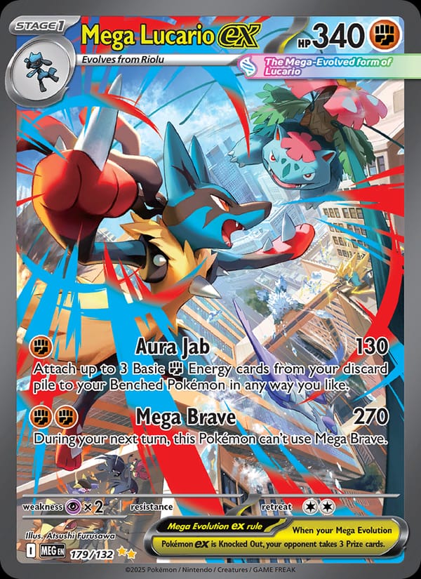 Mega Lucario ex 179/132 Mega Evolution Pokémon card