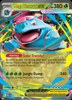 Mega Venusaur ex 003/132 Double Rare – Mega Evolution Pokémon card