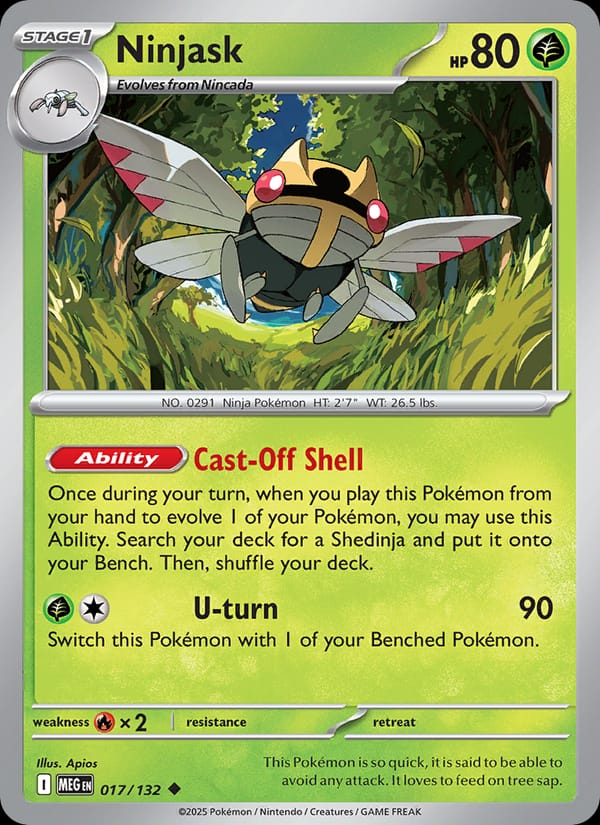 Ninjask 017/132 Mega Evolution Pokémon card