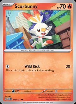 Scorbunny 026/132 Common – Mega Evolution Pokémon card