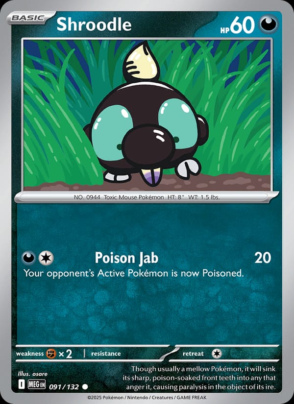 Shroodle 091/132 Mega Evolution Pokémon card