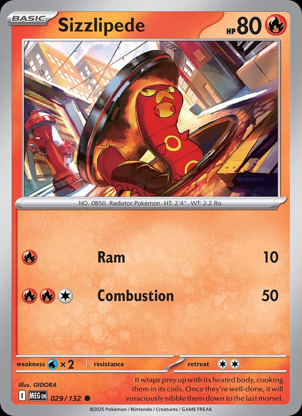 Sizzlipede 029/132 Mega Evolution Pokémon card