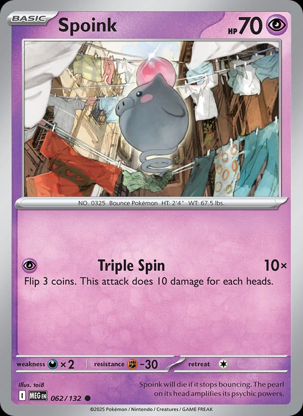 Spoink 062/132 Mega Evolution Pokémon card