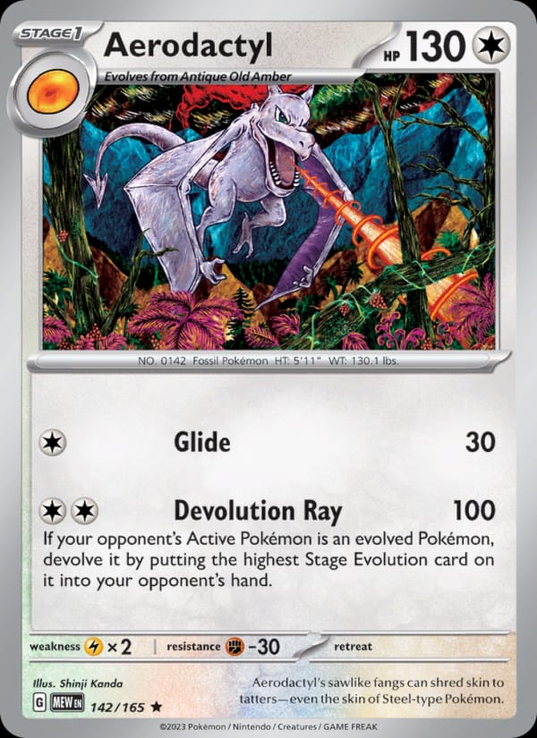 Aerodactyl 142/165 151 Pokémon card