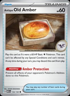 Antique Old Amber 154/165 Common – 151 Pokémon card